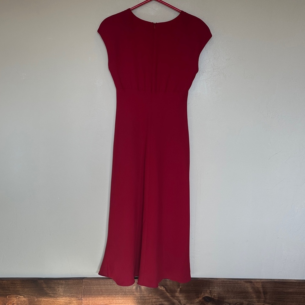 NEW Jones New York Red Long Midi Dress Cap Sleeves Lined Zip back Sz 10 - Picture 6 of 10